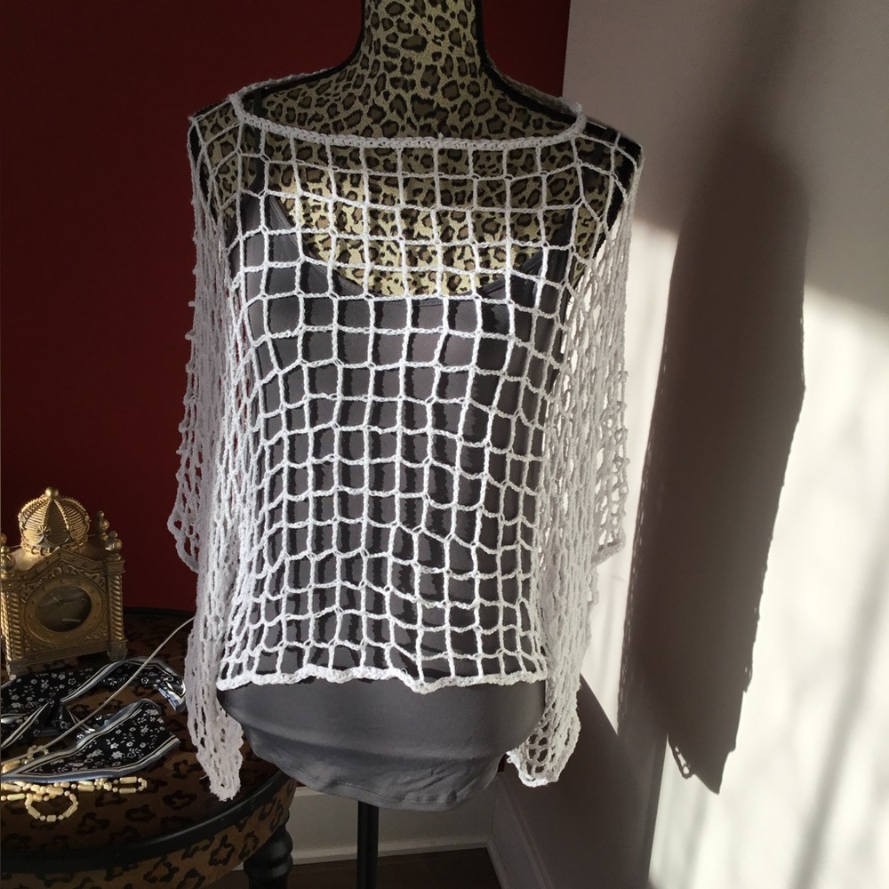 White Crochet Overlay Top